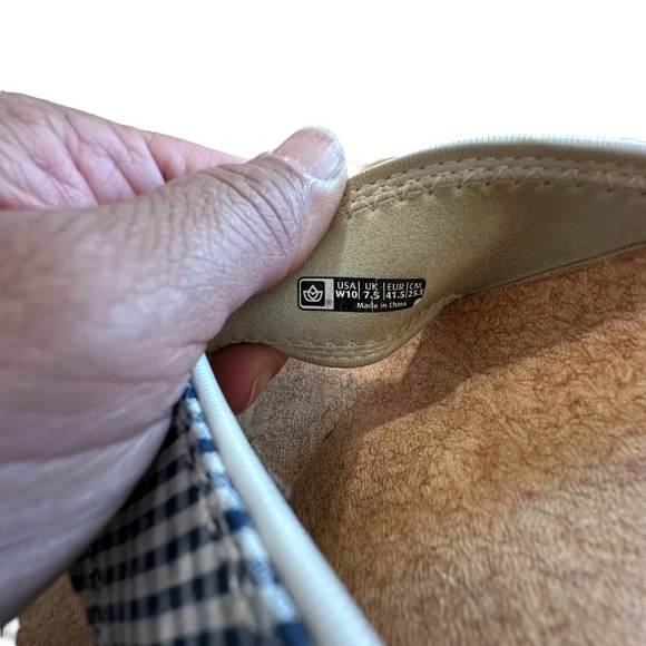 Spenco Kholo Blue Gingham Print Cork Orthotic Slide Sandals Women's 10W - Picture 2 of 3